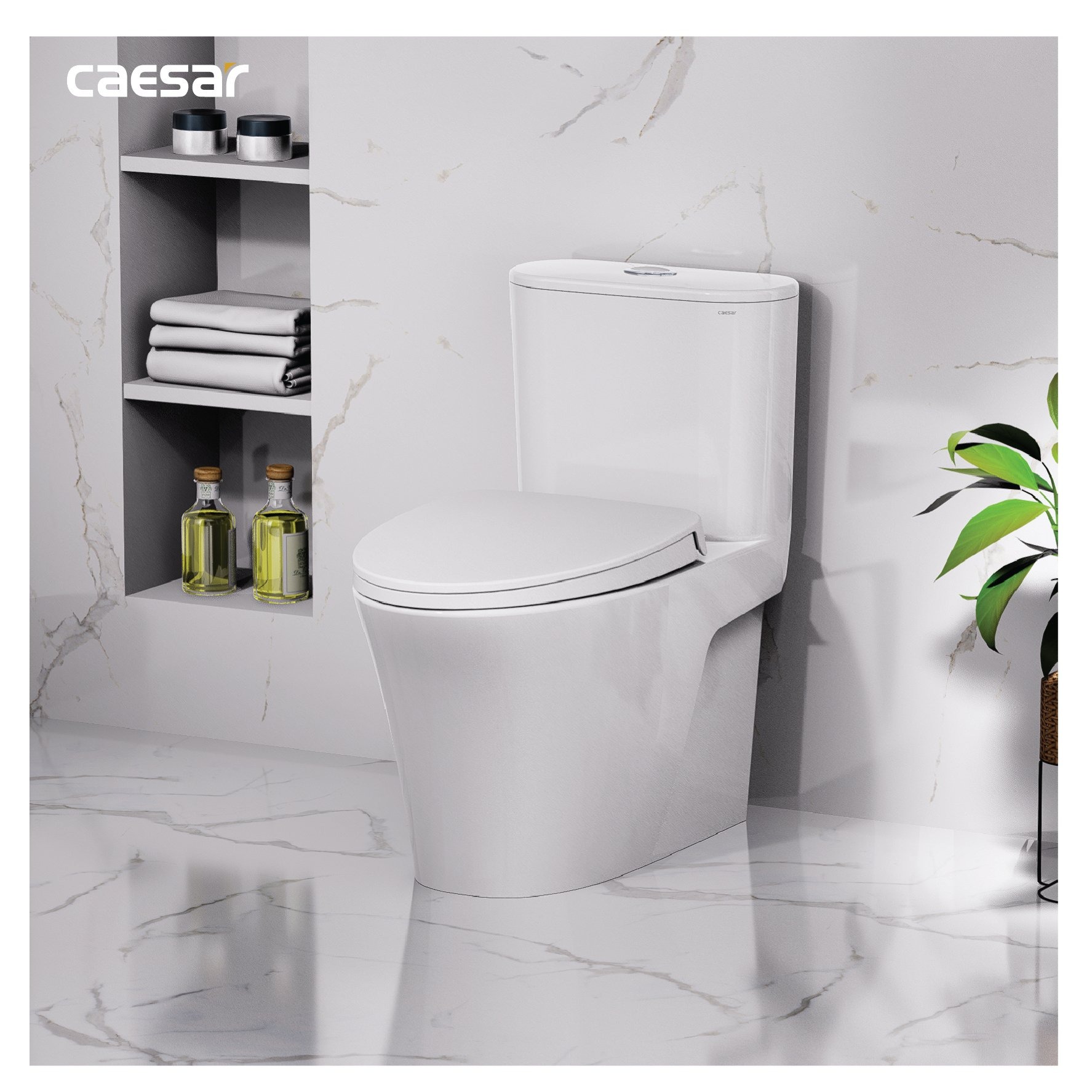 Bồn cầu 1 khối Caesar C1395 (CD1395) nắp đóng êm - 14