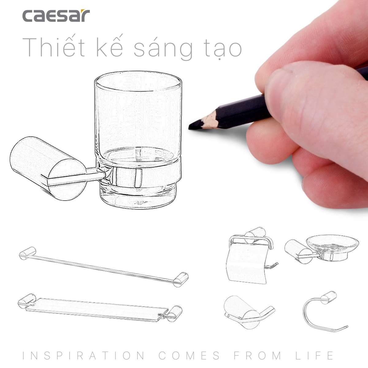 Kệ để bàn chải răng Caesar Q8303 - 9