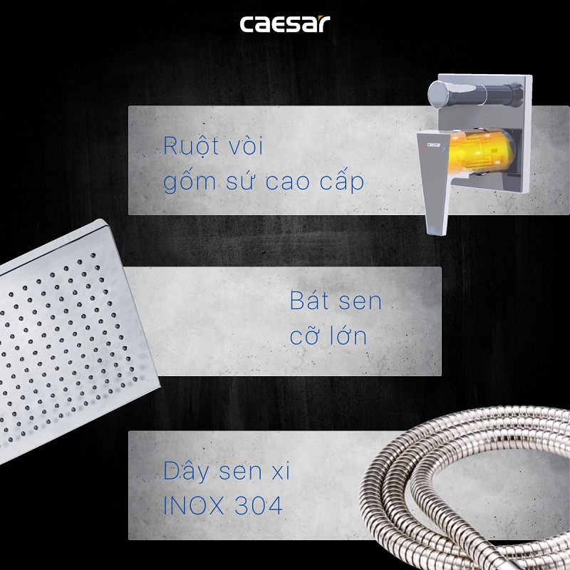Sen tắm âm tường nóng lạnh Caesar BS641 - 16