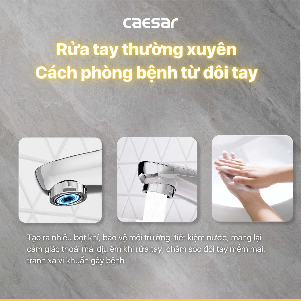 Vòi chậu lavabo nóng lạnh Caesar B170CU - 10