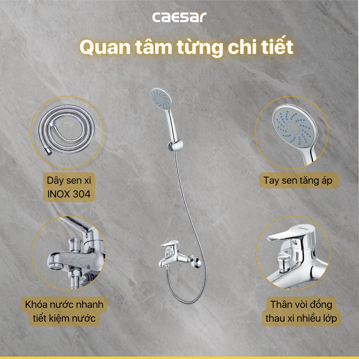 Bộ vòi sen tắm nóng lạnh Caesar S333C - 12