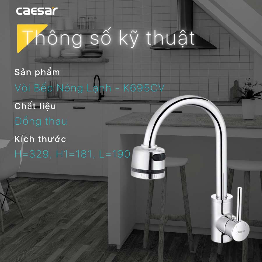 Vòi bếp nóng lạnh Caesar K695CV - 16