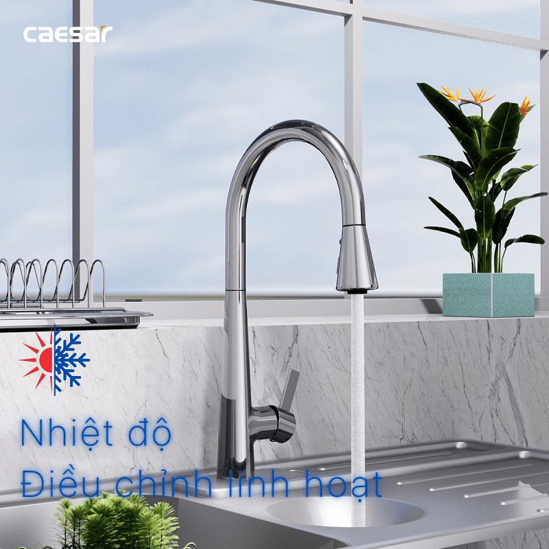 Vòi bếp dây rút nóng lạnh Caesar K905C - 25