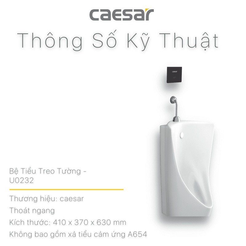 Bồn tiểu nam treo tường thoát ngang Caesar U0232 - 4