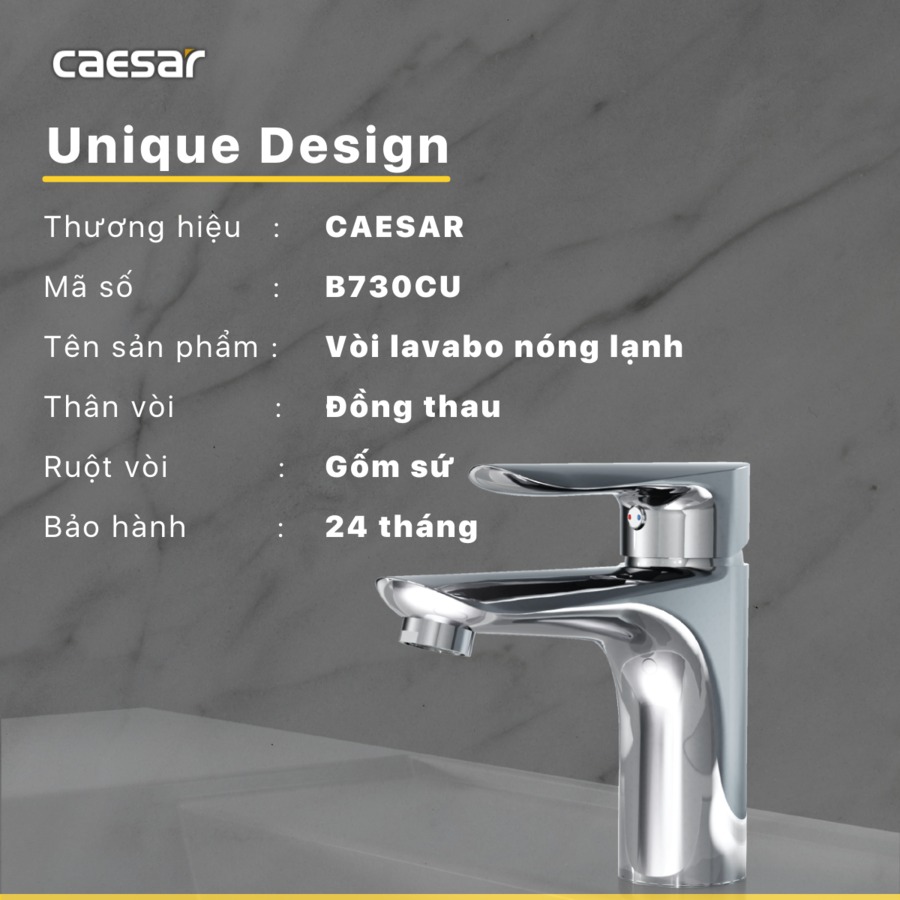Vòi chậu lavabo nóng lạnh Caesar B730CU - 20