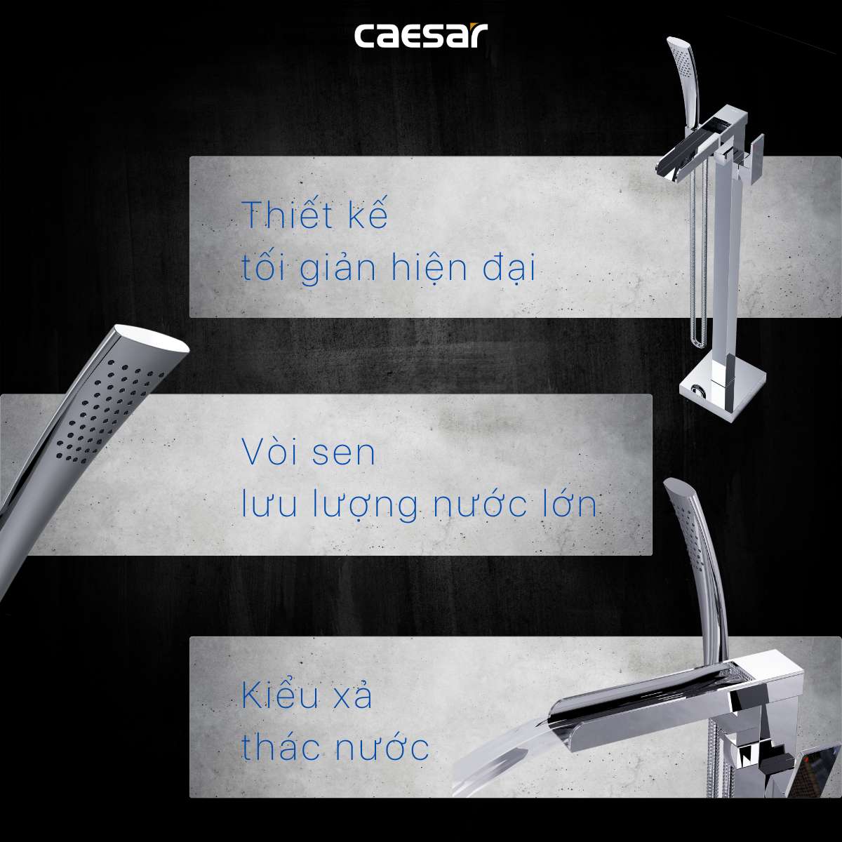 Vòi bồn tắm nóng lạnh Caesar AS689C - 11