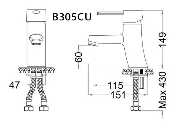 Vòi chậu lavabo nóng lạnh Caesar B305CU