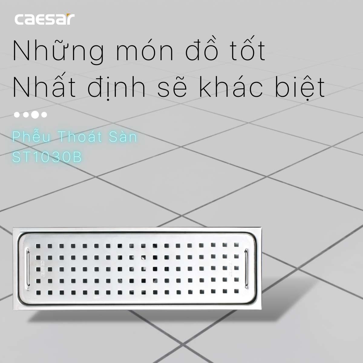 Phễu thoát sàn dài 10x30cm ø60 Caesar ST1030B - 2