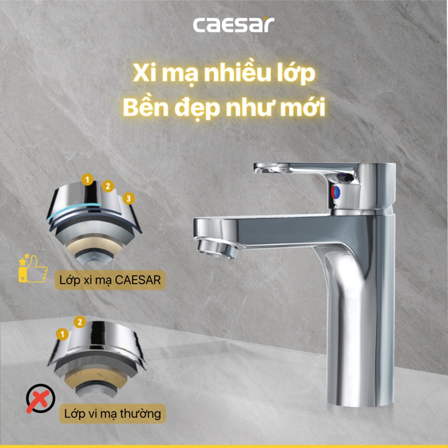 Vòi chậu lavabo nóng lạnh Caesar B570CU - 12