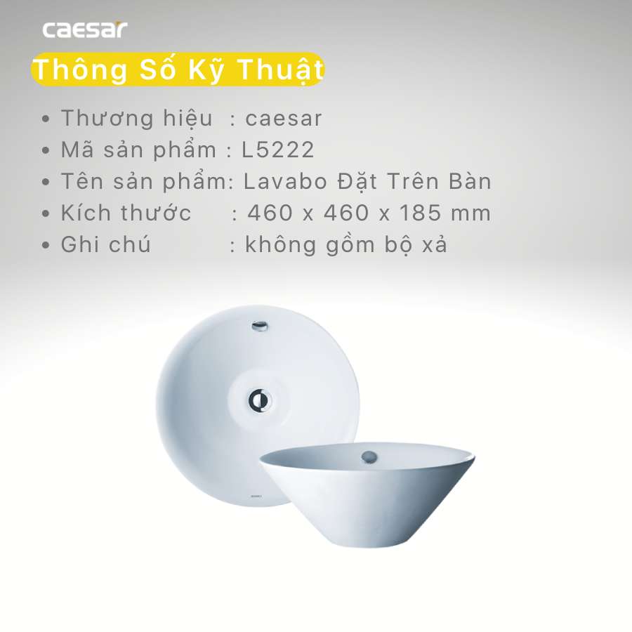 Chậu lavabo đặt bàn Caesar L5222 - 19