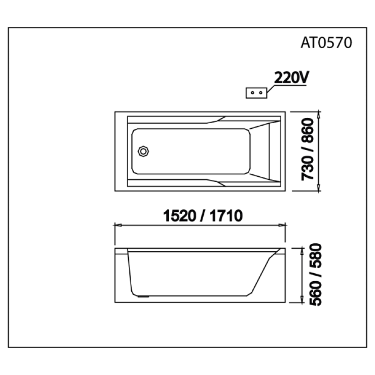 Bồn tắm xây 1m7 Caesar AT0570
