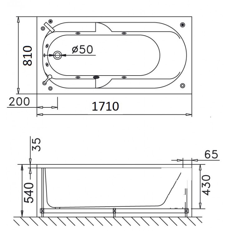 Bồn tắm xây 1m7 Caesar AT0270 (bỏ mẫu)