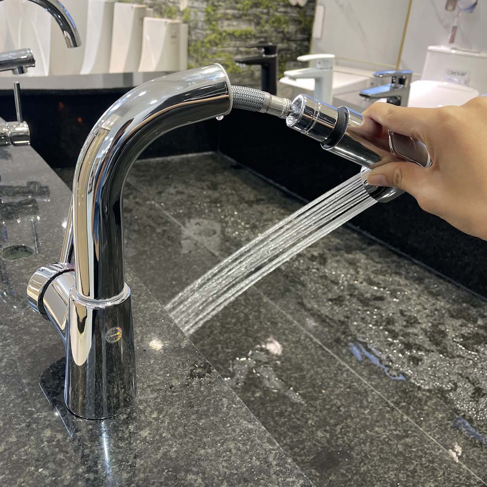 Vòi chậu lavabo dây rút nóng lạnh Caesar B900CU - 3