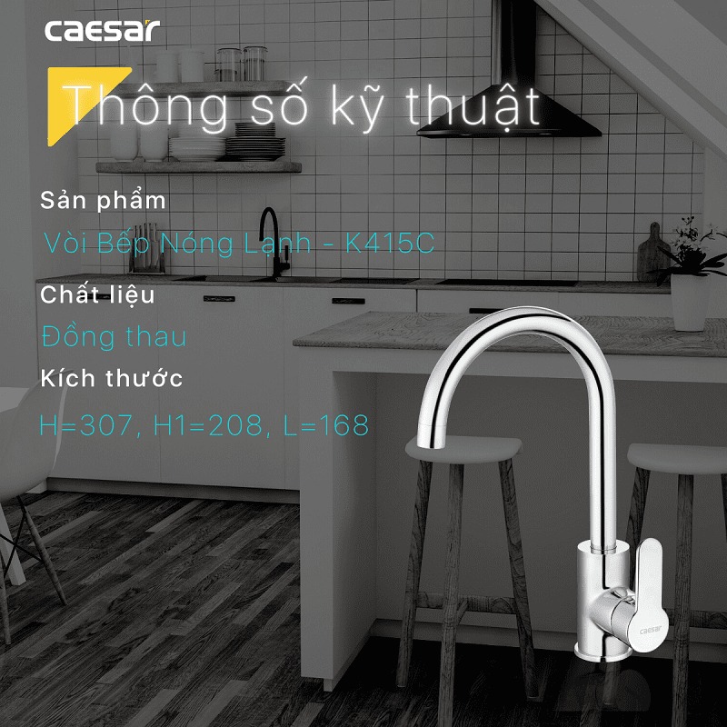 Vòi bếp nóng lạnh Caesar K415C - 24