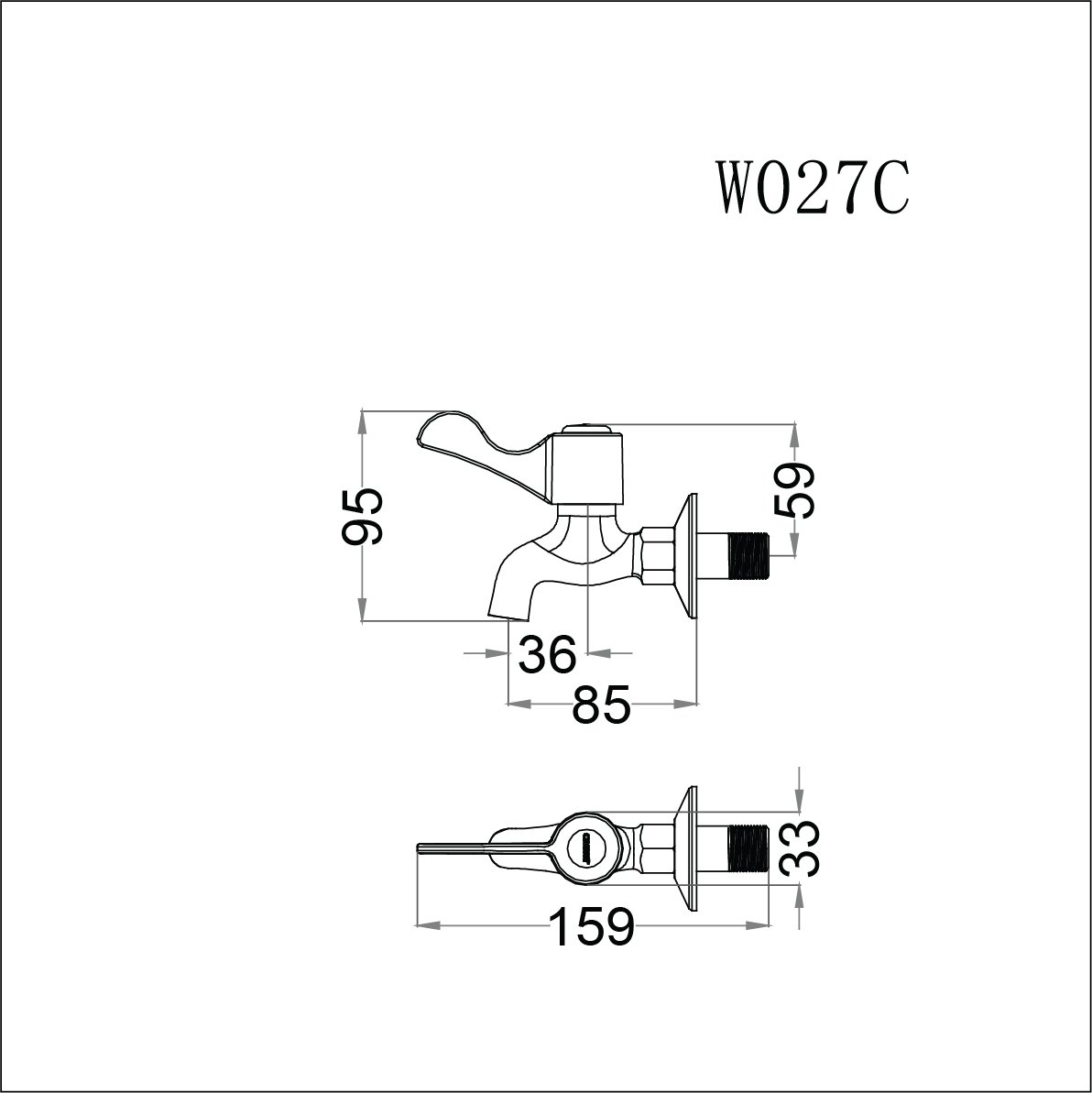 Vòi nước lạnh gắn tường Caesar W027C - 22