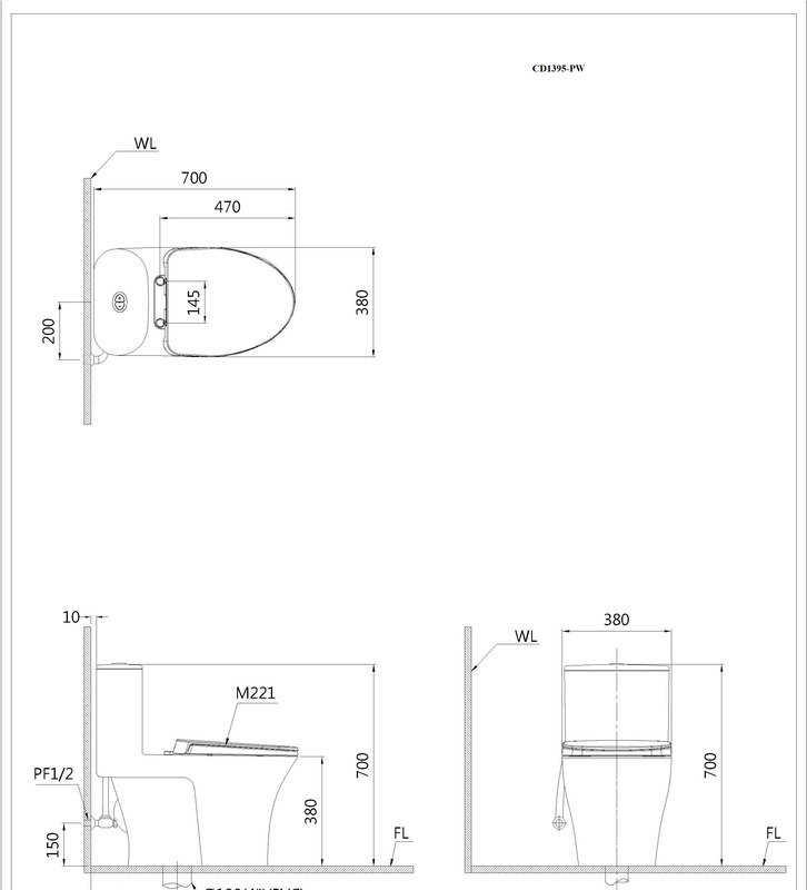 Bồn cầu 1 khối Caesar C1395 (CD1395) nắp đóng êm - 18
