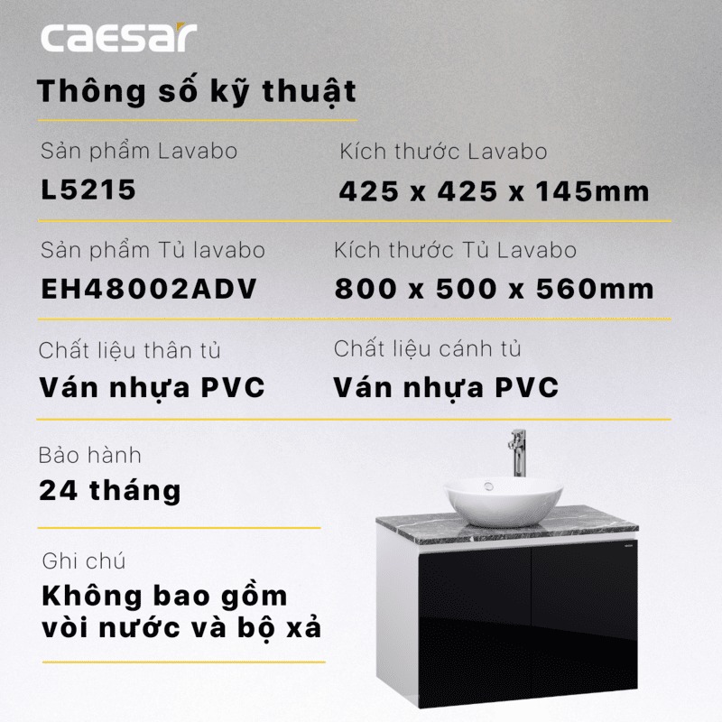 Bộ tủ lavabo Caesar L5215+EH48002ADV - 12