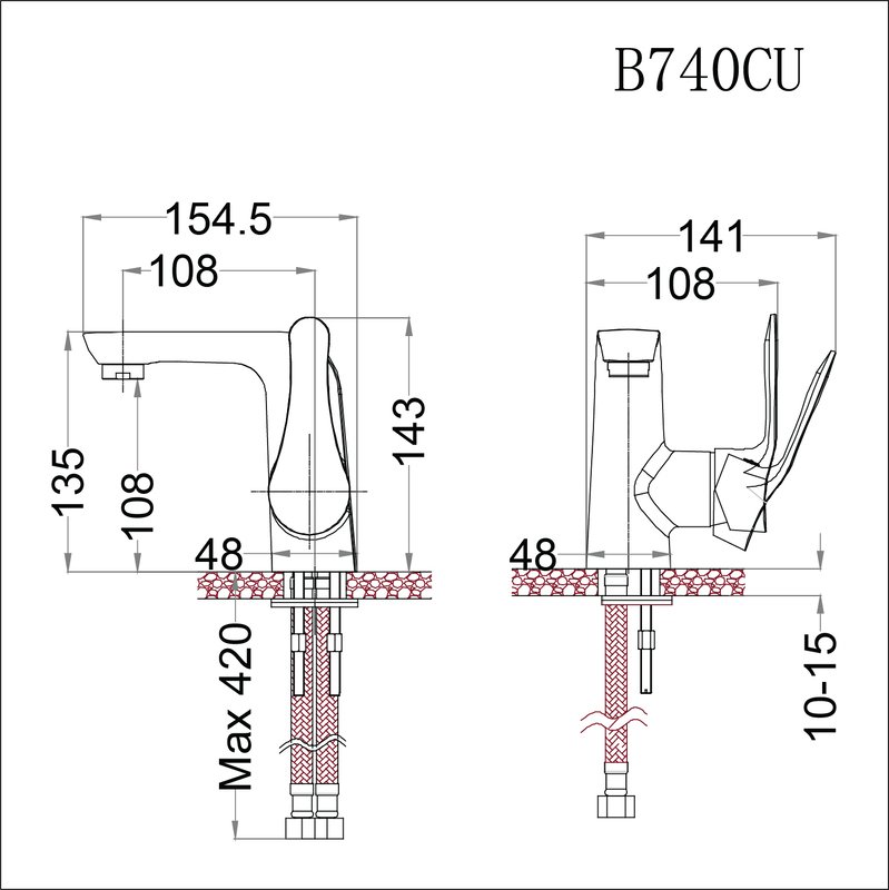 Vòi chậu lavabo nóng lạnh Caesar B740CU - 9