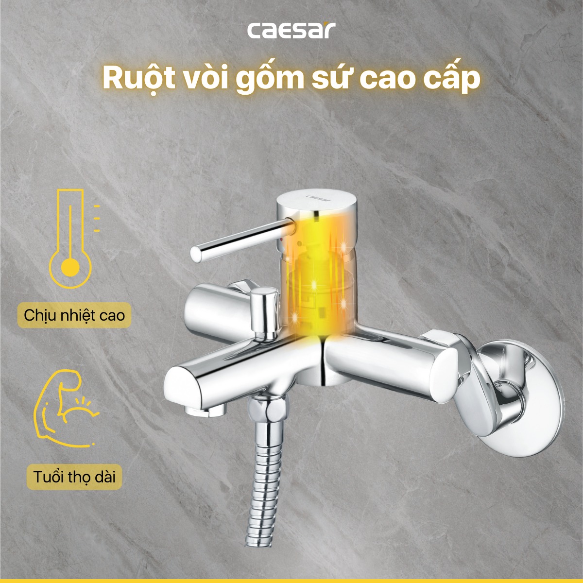 Bộ vòi sen tắm nóng lạnh Caesar S353C - 15