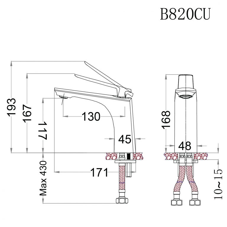 Vòi chậu lavabo nóng lạnh Caesar B820CU - 7