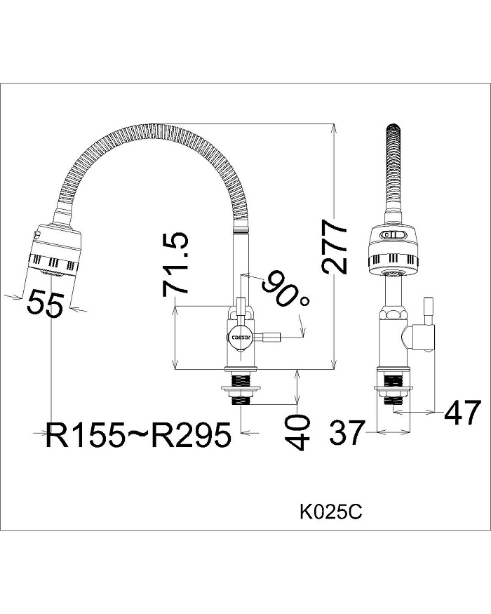 Vòi bếp lạnh thân mềm Caesar K025C - 10