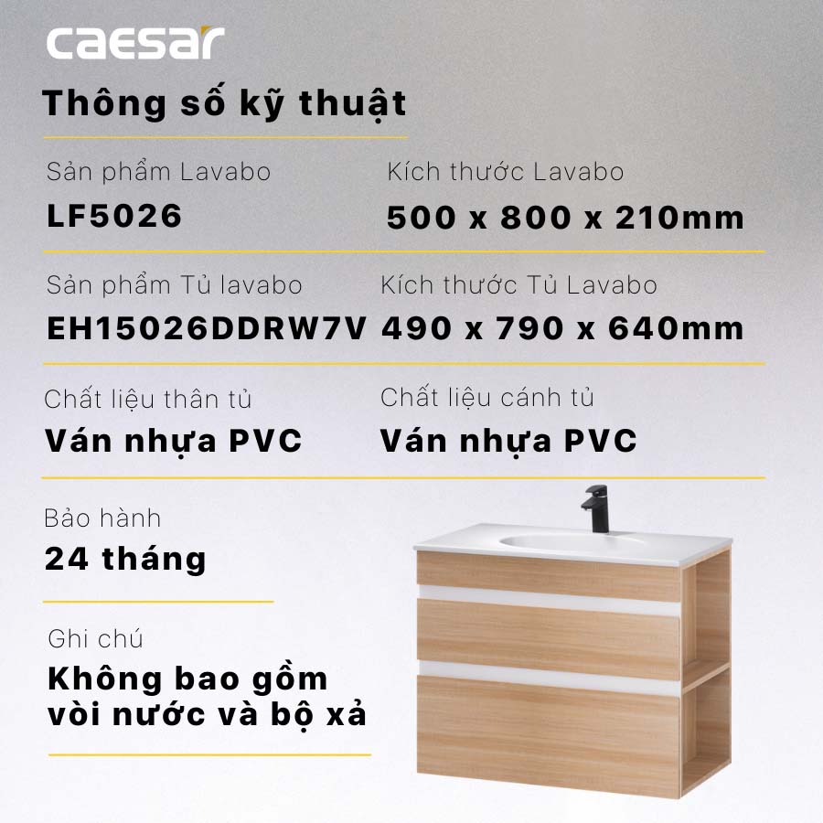 Bộ tủ lavabo Caesar LF5026+EH15026DDRW7V - 12