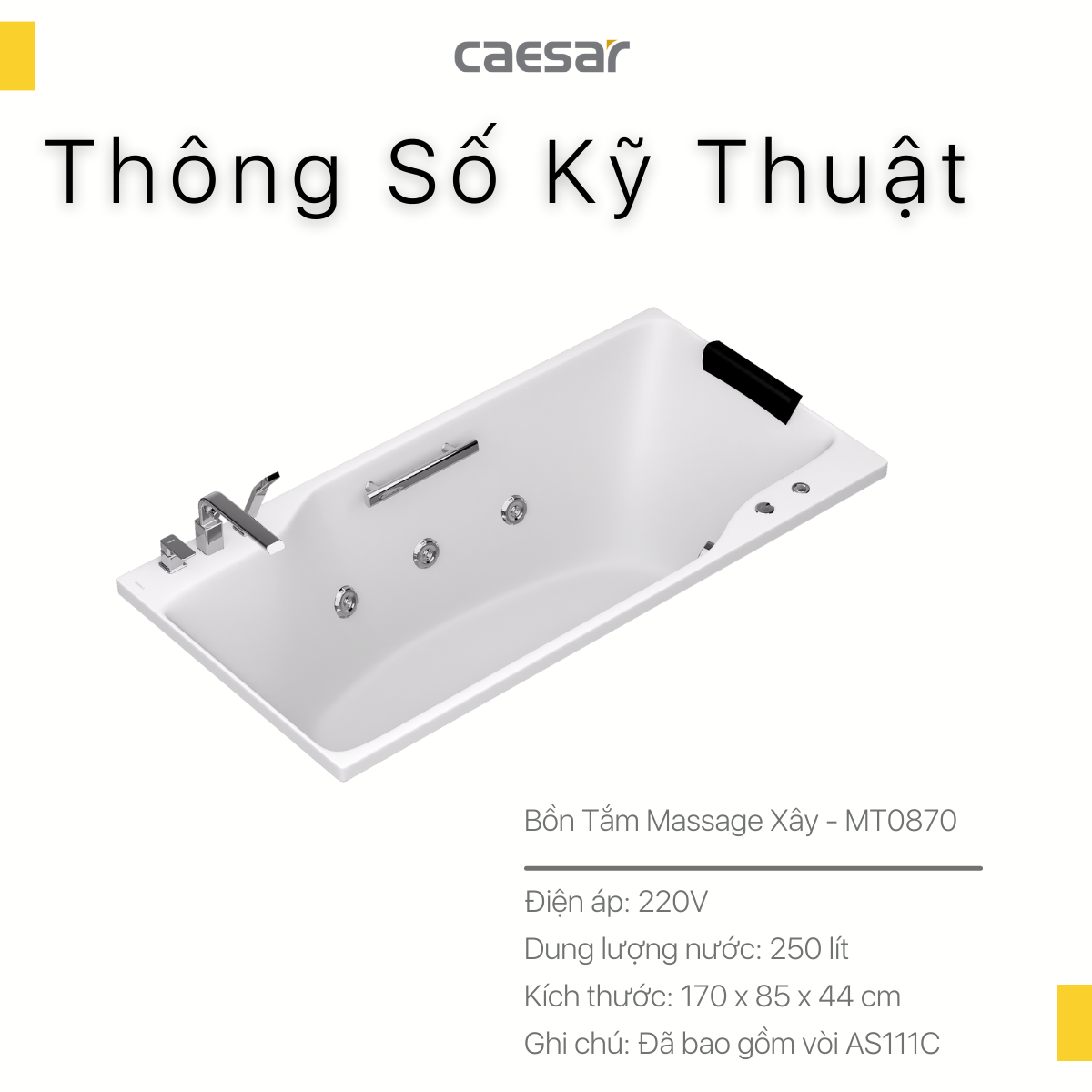 Bồn tắm massage Caesar MT0870 - 11