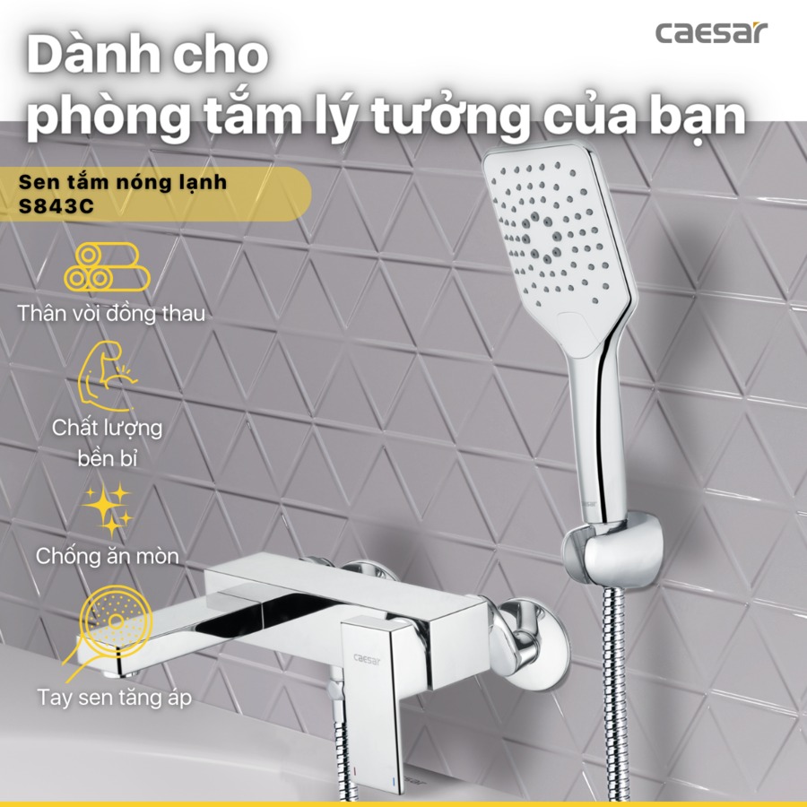 Bộ vòi sen tắm nóng lạnh Caesar S843C - 12