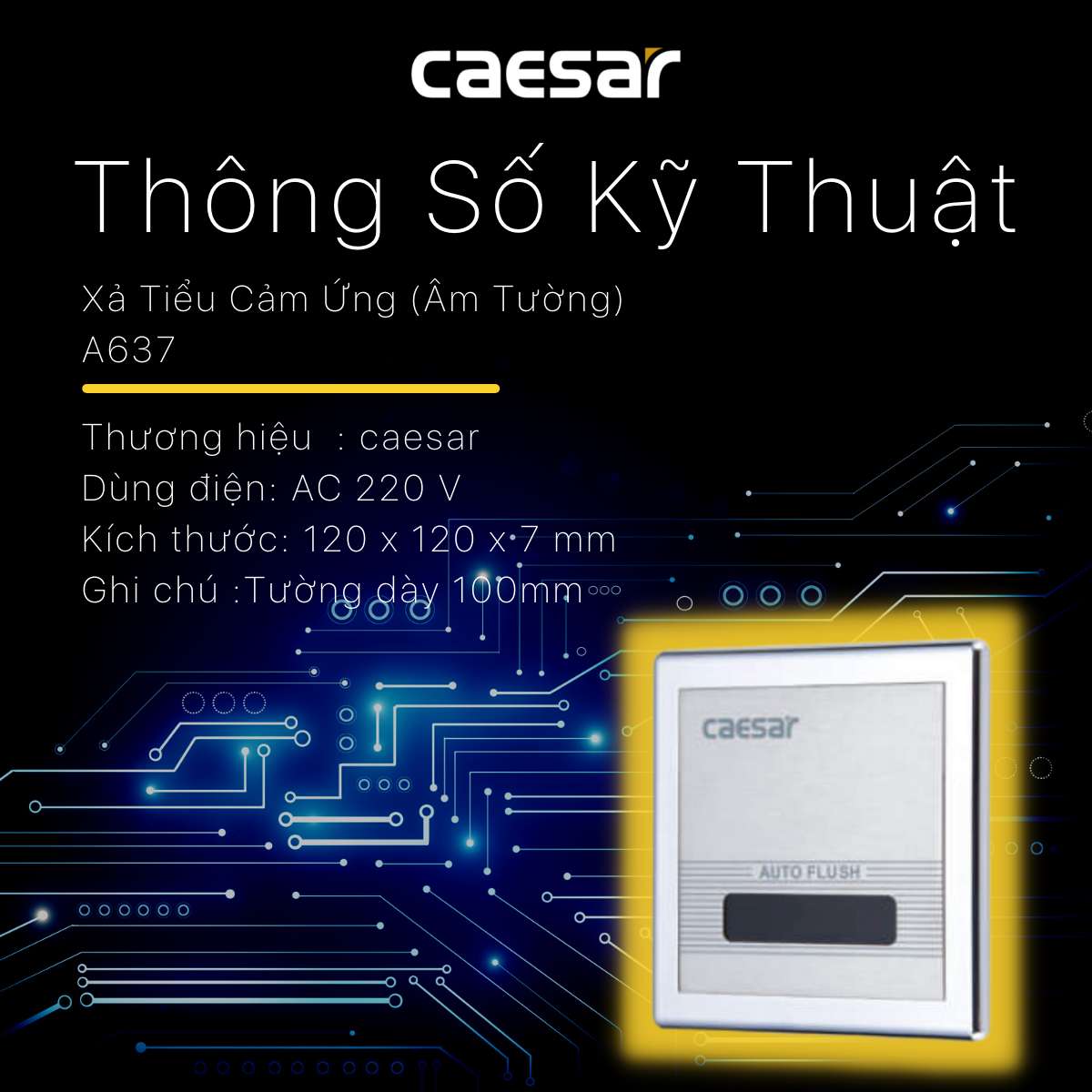 Van xả cảm ứng bồn tiểu nam Caesar A637 - 6