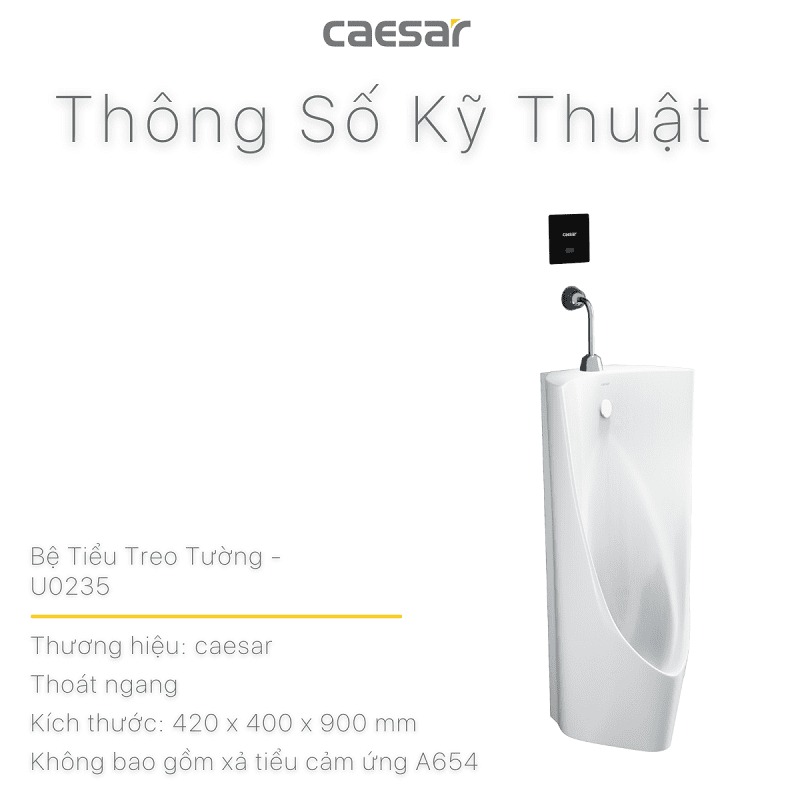 Bồn tiểu nam treo tường thoát ngang Caesar U0235 - 11