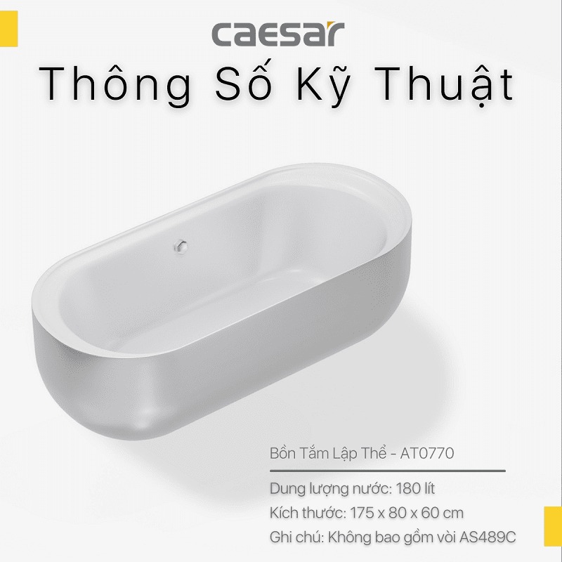Bồn tắm đặt sàn 1m7 Caesar AT0770 - 9