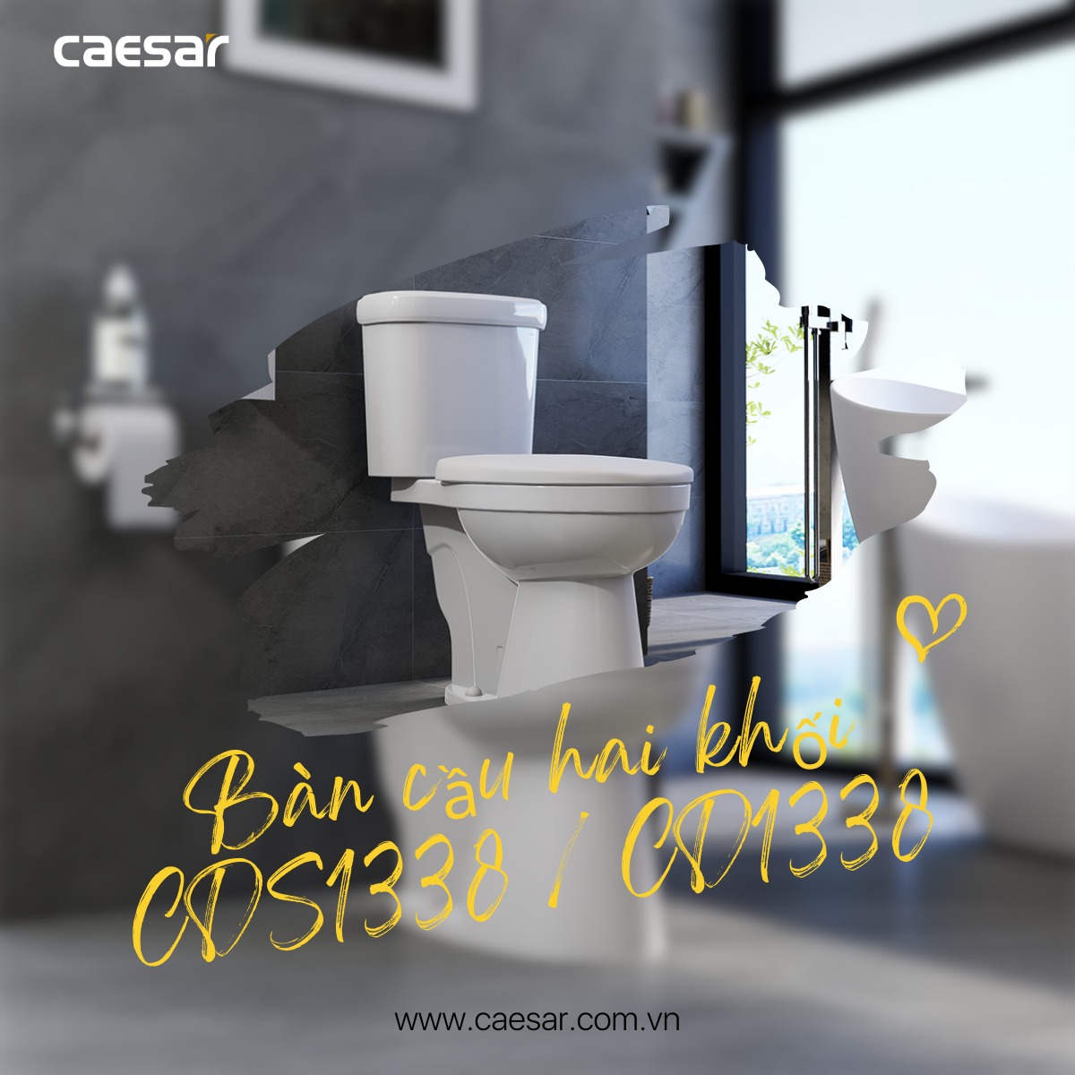 Bồn cầu 2 khối Caesar CD1338 nắp thường - 9