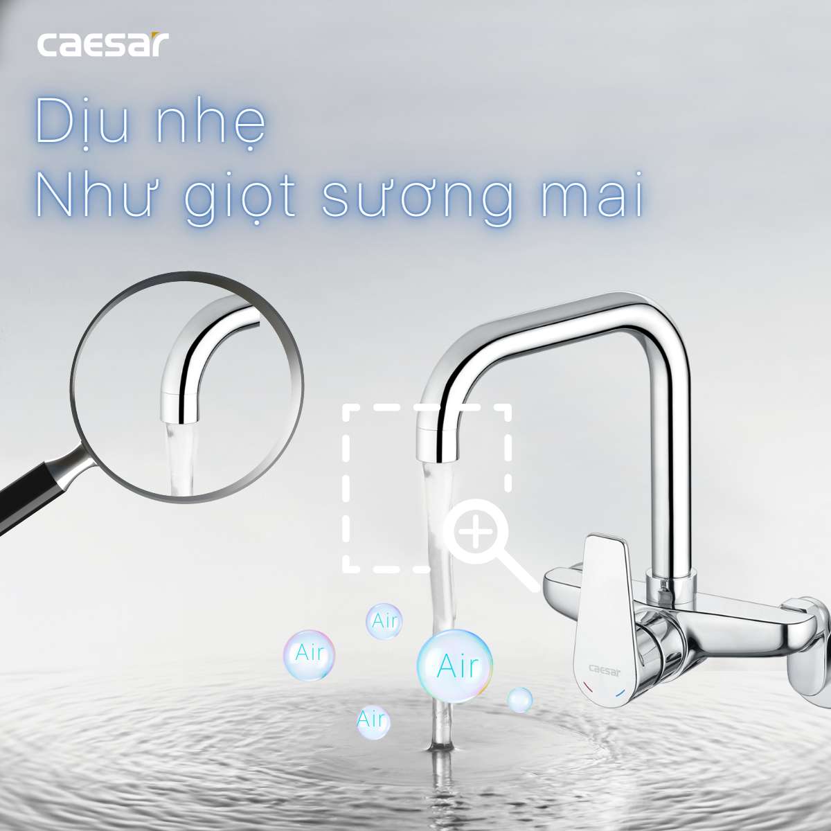 Vòi bếp nóng lạnh gắn tường Caesar K535C - 13
