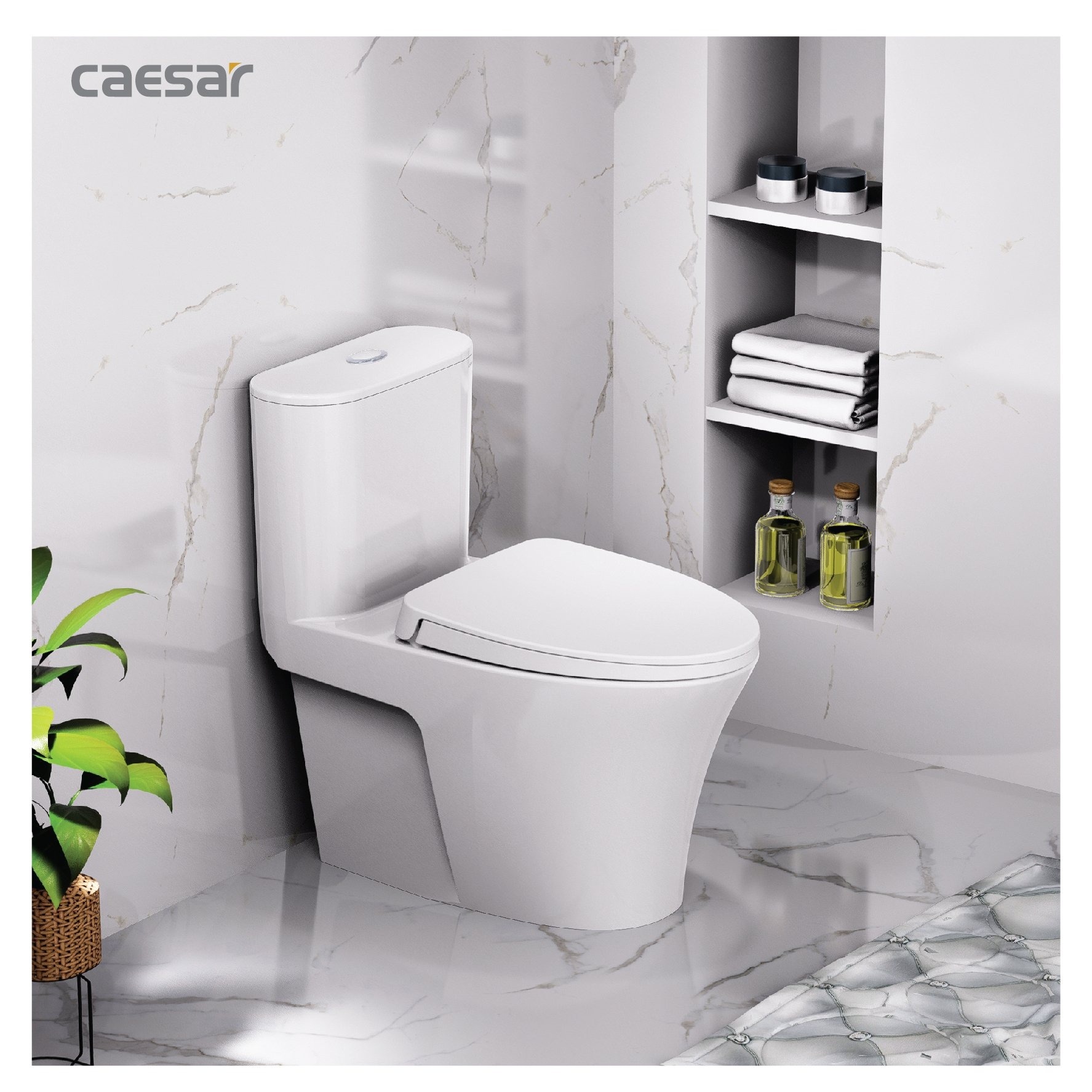 Bồn cầu 1 khối Caesar C1395 (CD1395) nắp đóng êm - 13