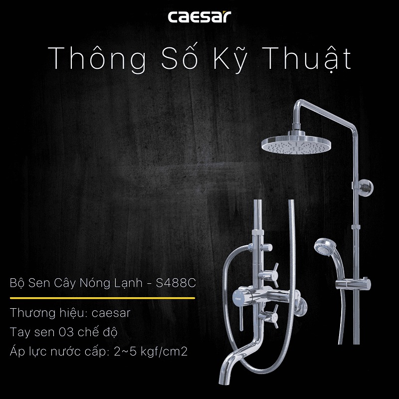 Bộ sen tắm cây nóng lạnh Caesar S488C - 18
