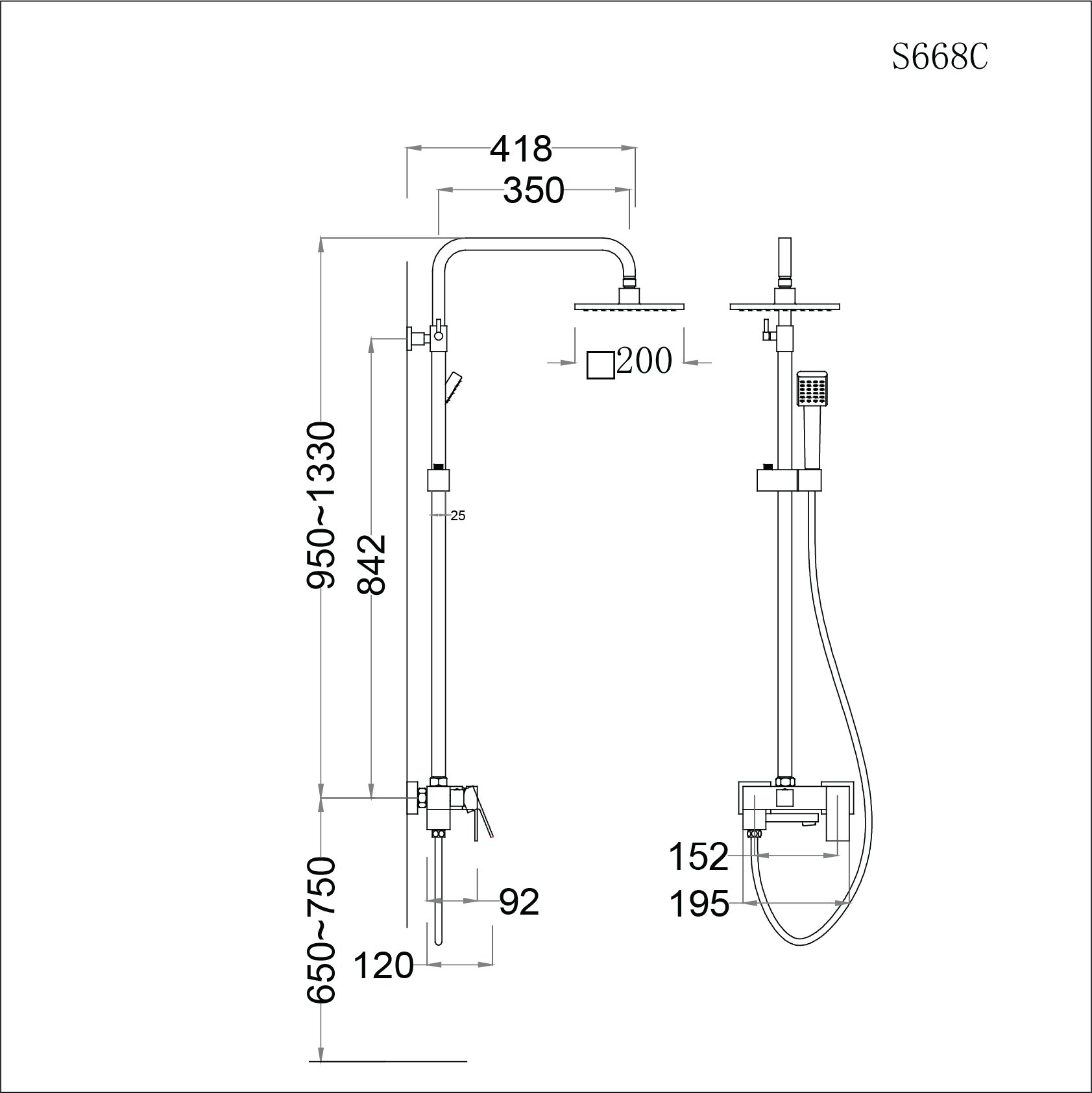 Bộ sen tắm cây nóng lạnh Caesar S668C - 24