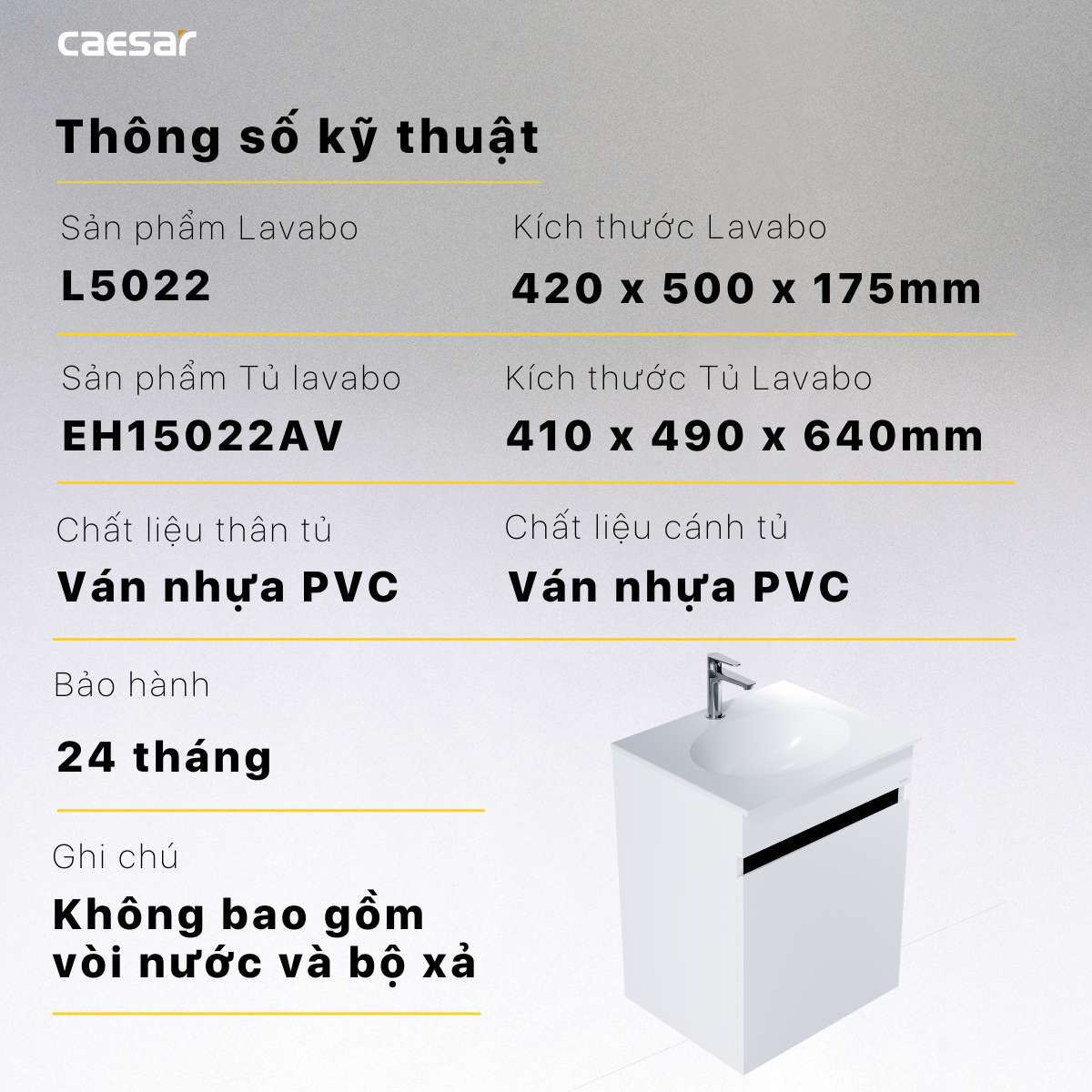 Bộ tủ lavabo Caesar L5022+EH15022AV - 29