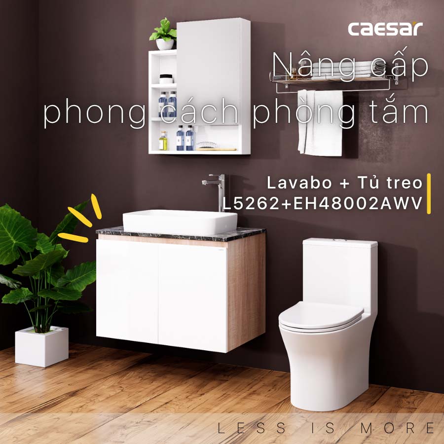 Bộ tủ lavabo Caesar L5262+EH48002AWV - 2