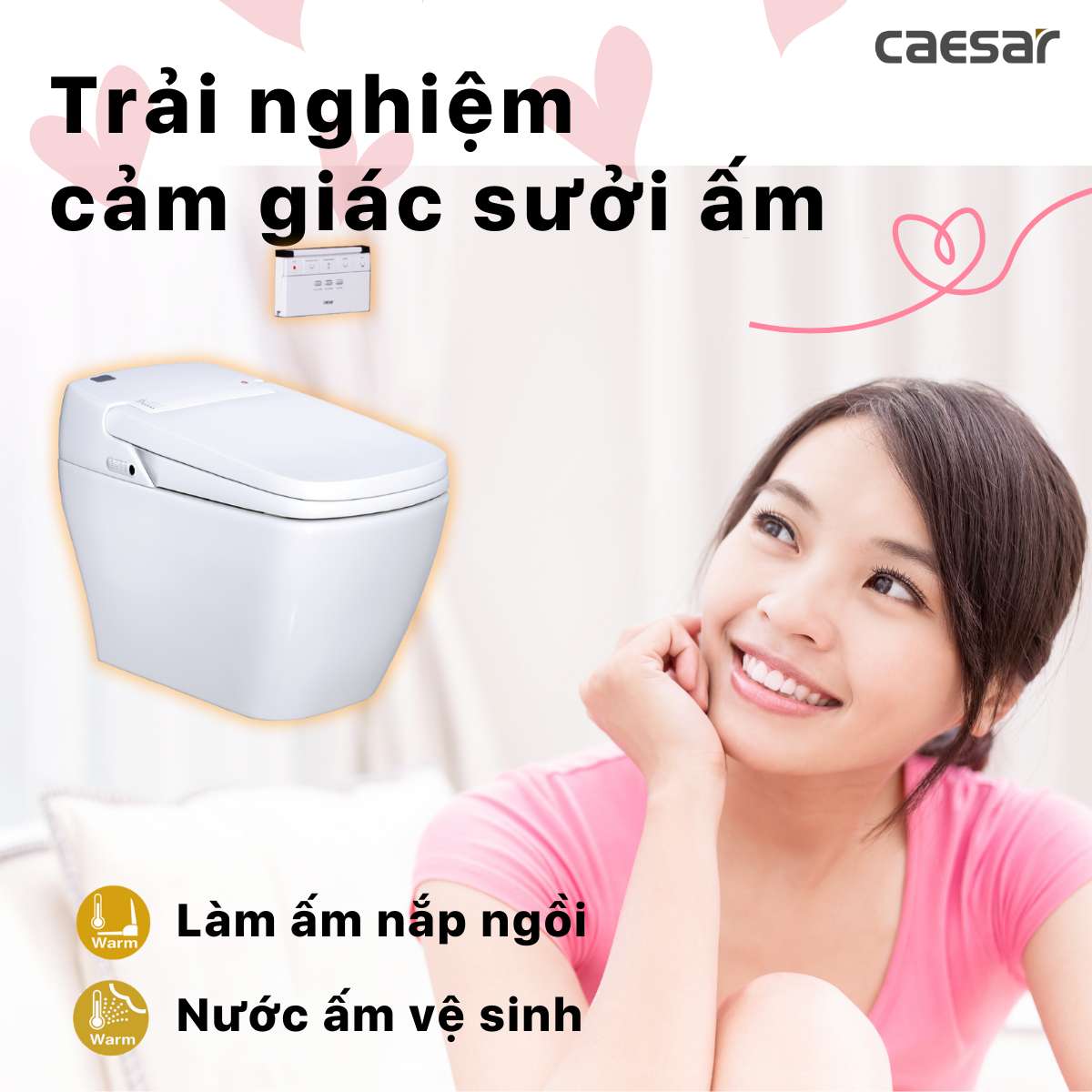 Bồn cầu điện tử thông minh Caesar CA1380H - 8