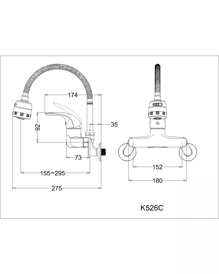 Vòi bếp nóng lạnh gắn tường Caesar K526C - 8