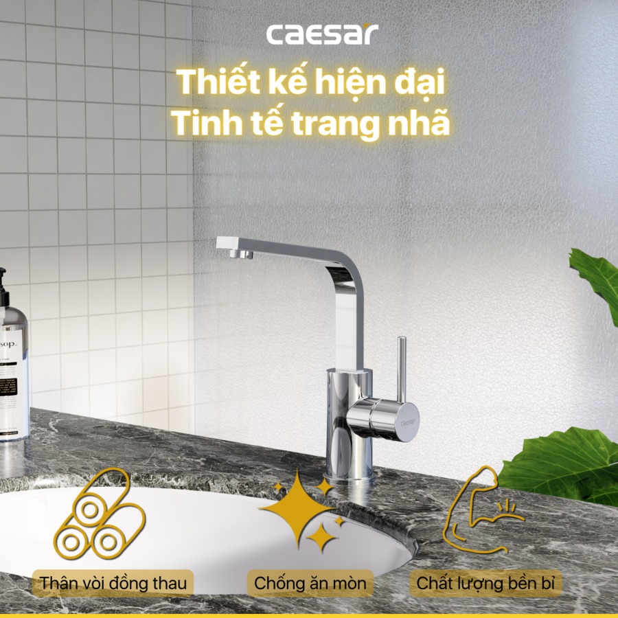 Vòi chậu lavabo nóng lạnh Caesar B750CU - 8