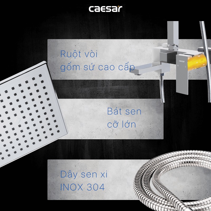 Bộ sen tắm cây nóng lạnh Caesar S668C - 17