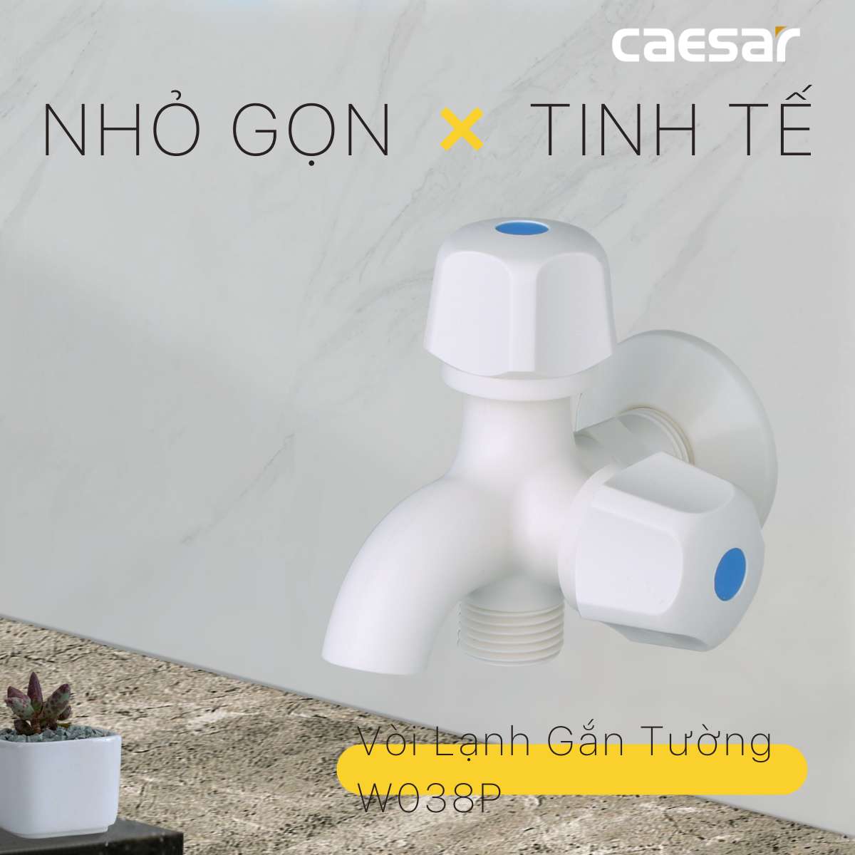 Vòi nước lạnh gắn tường Caesar W038P - 7