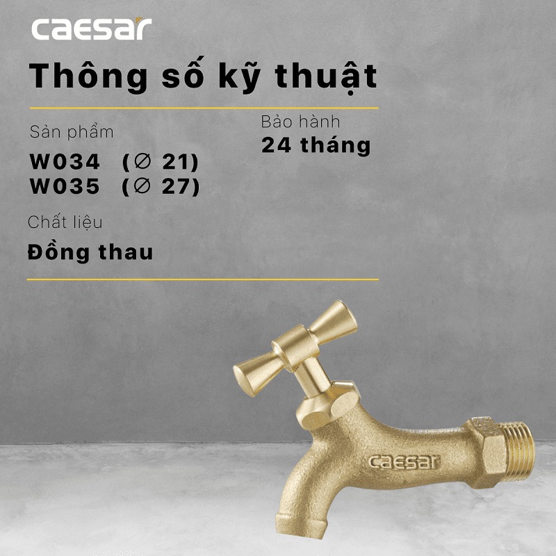 Vòi nước lạnh gắn tường Caesar W034 - 9