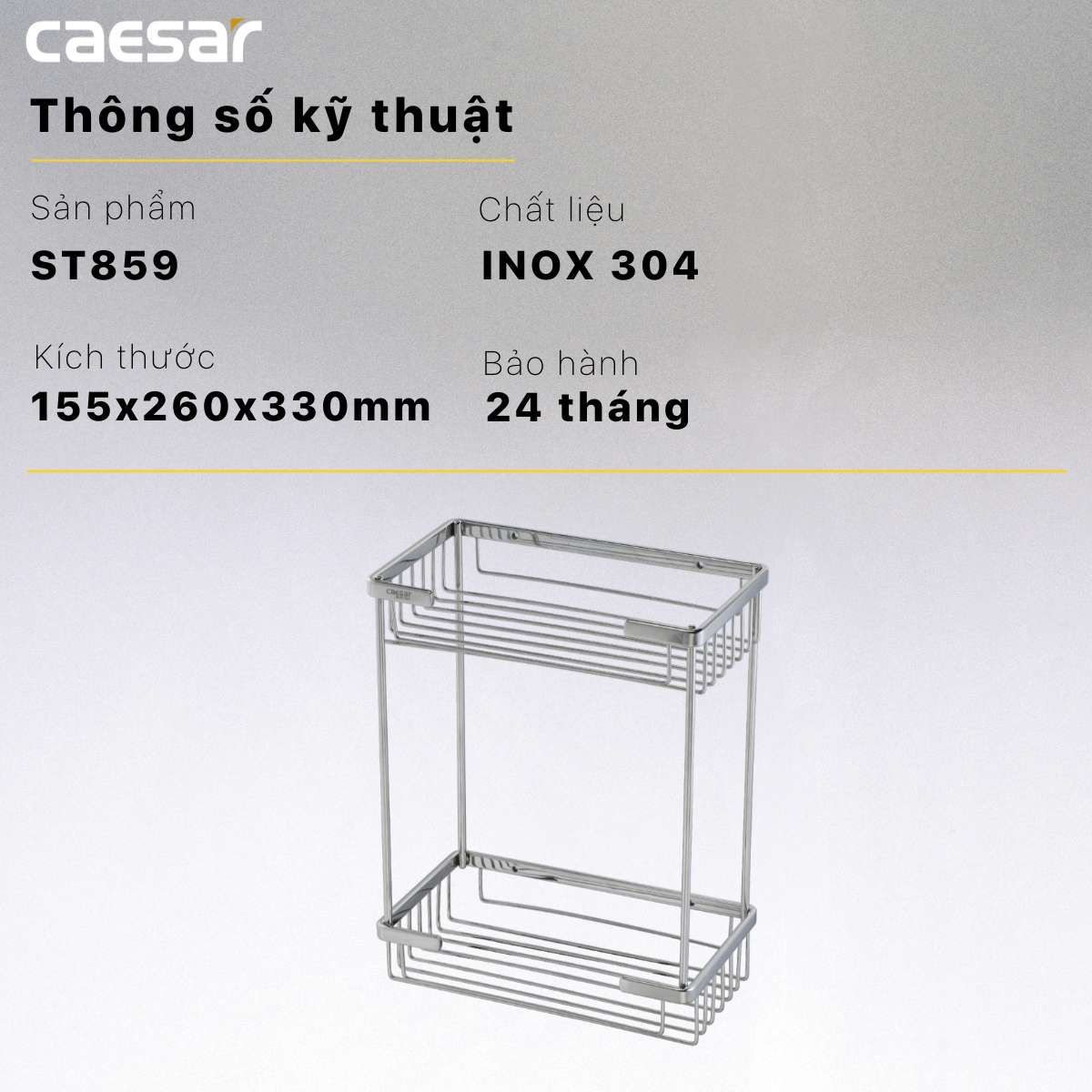 Kệ inox chữ nhật 2 tầng Caesar ST859 - 13