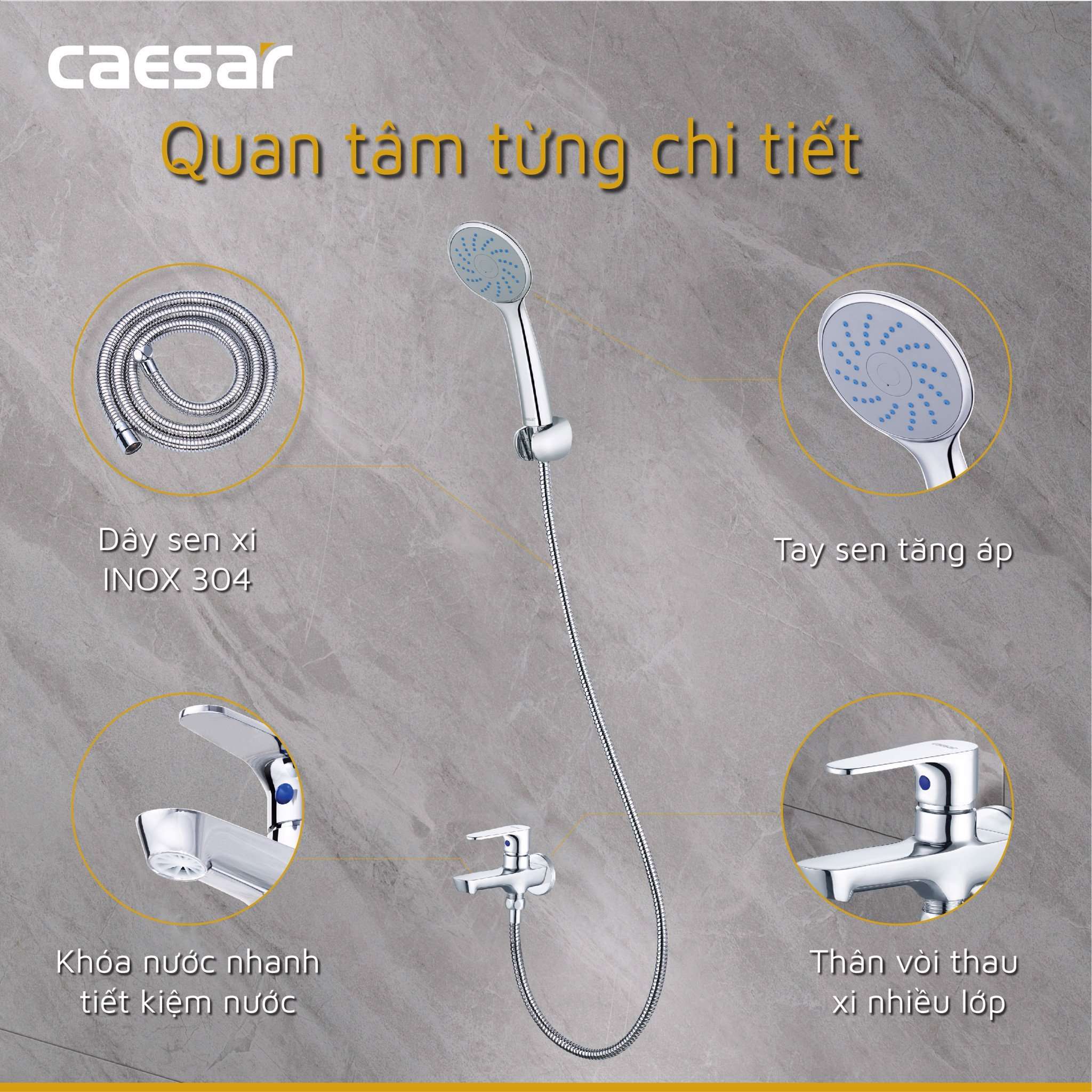 Bộ vòi sen tắm lạnh Caesar S063C (Tay sen tắm xi) - 14