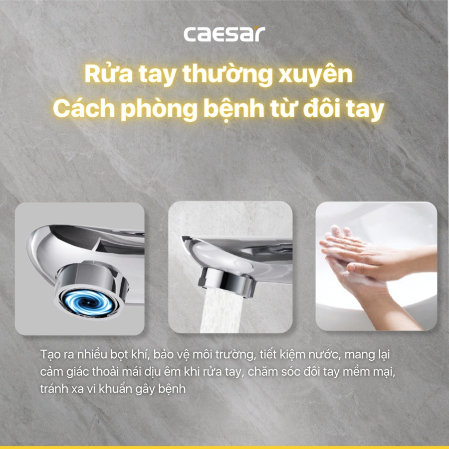 Vòi chậu lavabo nóng lạnh Caesar B730CU - 15