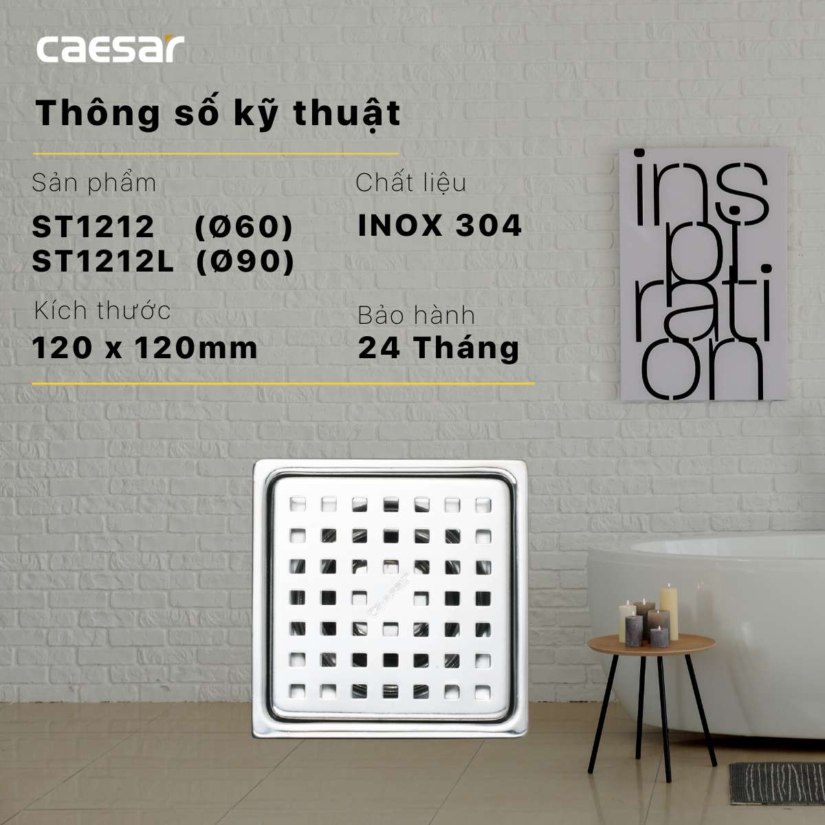 Phễu thoát sàn Caesar ST1212 - 14