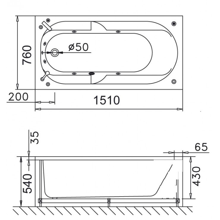 Bồn tắm xây 1m5 Caesar AT0150