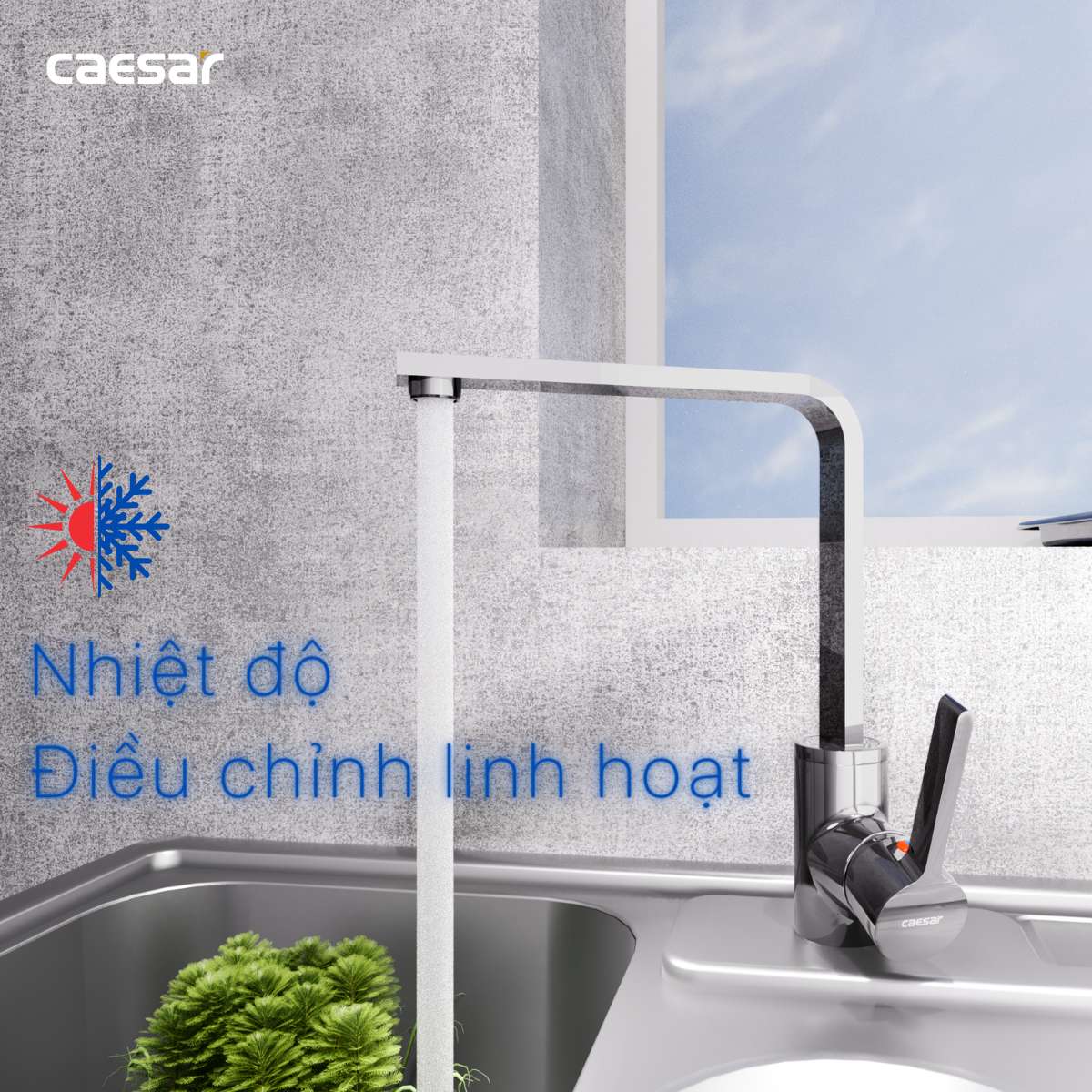 Vòi bếp nóng lạnh Caesar K665C - 17